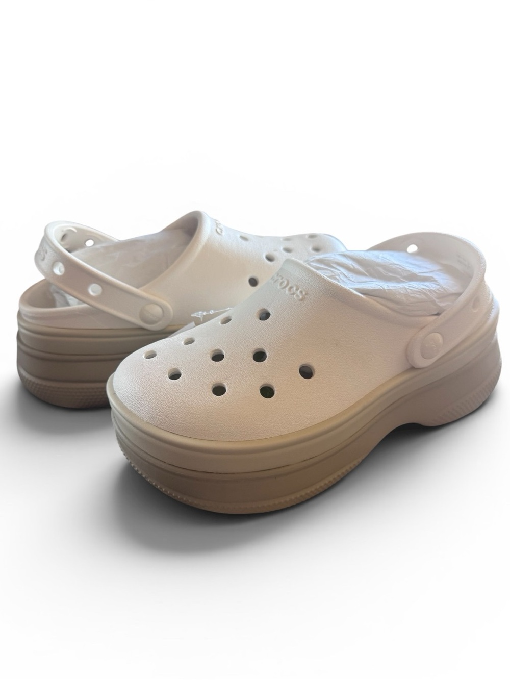 Crocs Classic Stacked Platform Clog Chalk Bone White M4/W6 NWT Elevated Clogs